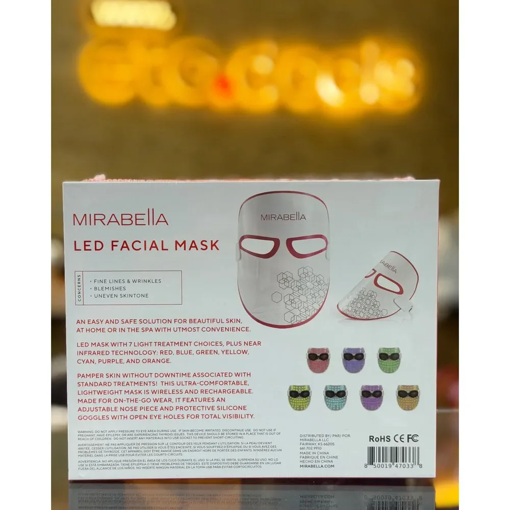 Mirabella Phototherapy 7-Color LED Facial Mask with Near Infrared – Wireless Re